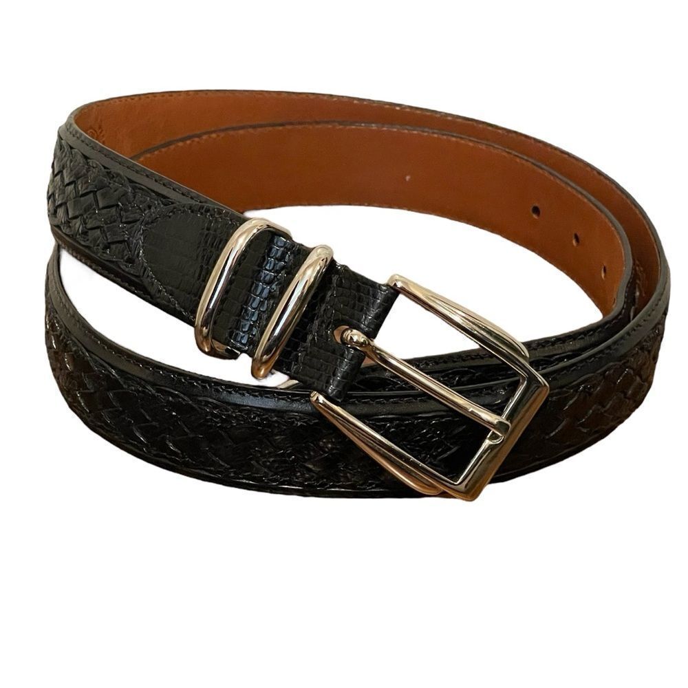 TORINO Ringmark Lizard Men’s Leather Belt
Woven Black With Silver Buckle 36
